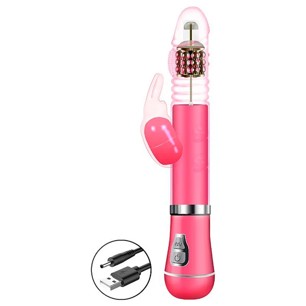 vibrador rotativo de coelho com vai e vem recarregavel sexy import 1