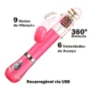 vibrador rotativo de coelho com vai e vem recarregavel sexy import 3