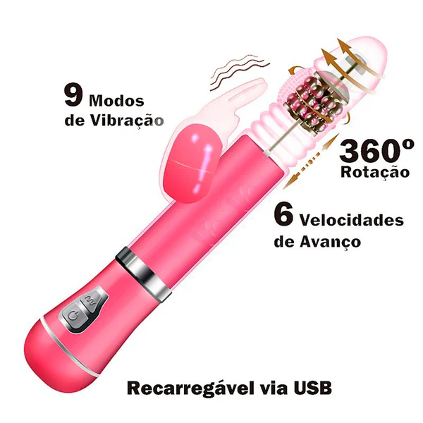 vibrador rotativo de coelho com vai e vem recarregavel sexy import 3
