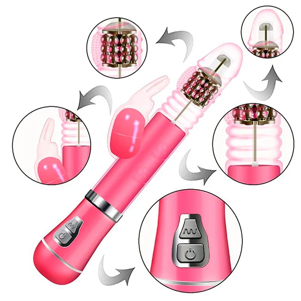 vibrador rotativo de coelho com vai e vem recarregavel sexy import 4