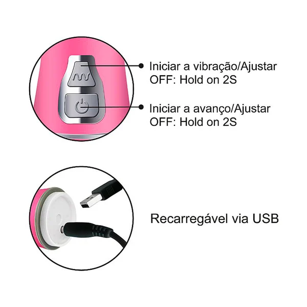 vibrador rotativo de coelho com vai e vem recarregavel sexy import 5