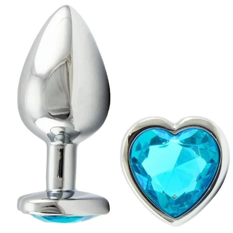 plug anal joia coracao metal polido 8 x 34 cm medio azul ceu 2