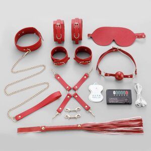Kit C/ 8 Itens De Sado Com Choque Elétrico Cor Vinho