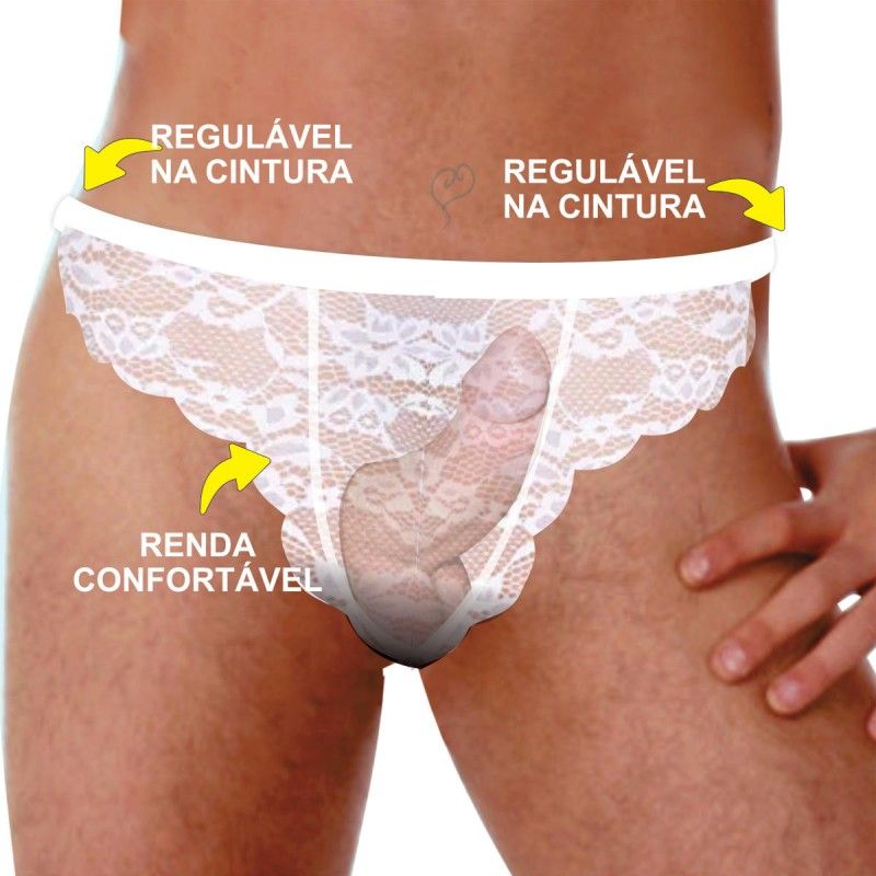 cueca renda sexy especial ousada regulavel branca picante 1