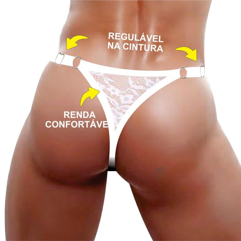 cueca renda sexy especial ousada regulavel branca picante 2