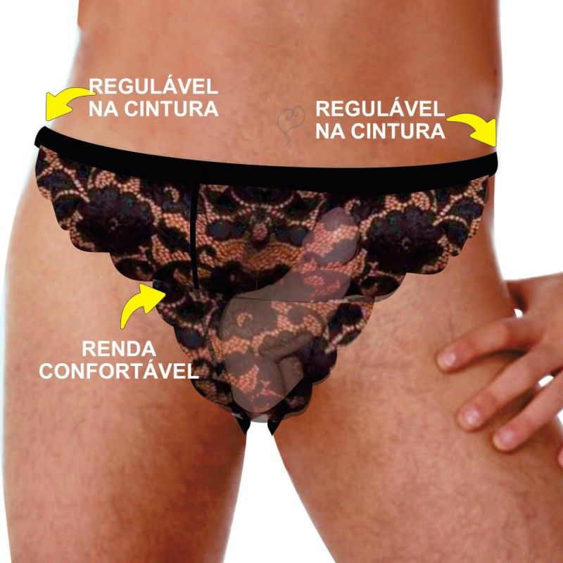 cueca renda sexy especial ousada regulavel preta picante 1