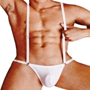 Cueca Tanga Com Suspensório Huthless Ajustável Branco – Love Itens