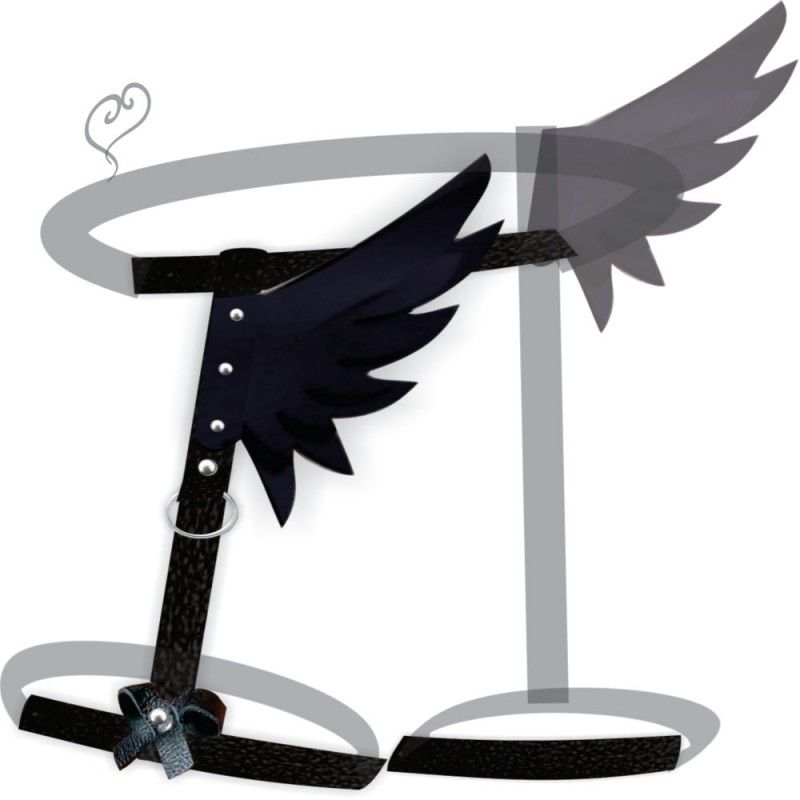 harness cinta liga asas em couroeco arnes arreio bdsm fashion 1