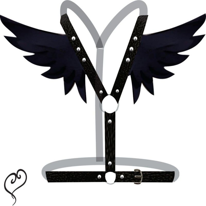 harness top asas baixa em couroeco arreio arnes gotico bdsm fetish 2