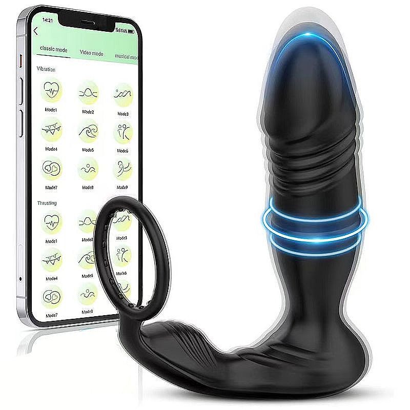 Vibrador De Próstata Com Anel e Vai e Vem Via APP - À Longa Distância - Imagem 1