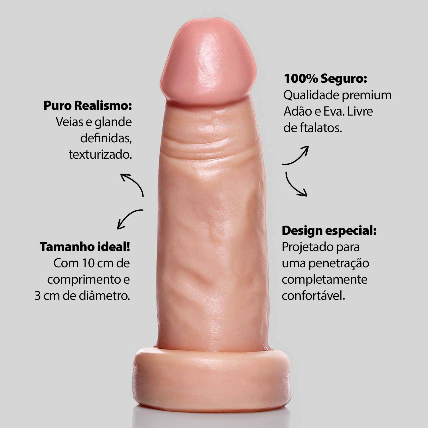 Pênis Realístico 10 x 3,0 Cm - Bege - Adão e Eva - Imagem 3