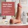 Pênis Realístico Com Escroto Ventosa e Vibro 16,5 x 4 Cm - Bege - Adão e Eva - Thumbnail Image 2