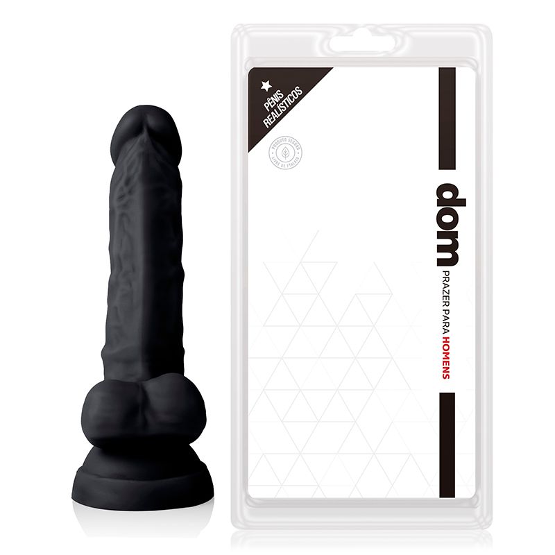 Pênis Realístico Com Escroto e Ventosa 16 x 3,5 Cm – Preto – Dom - Imagem 3
