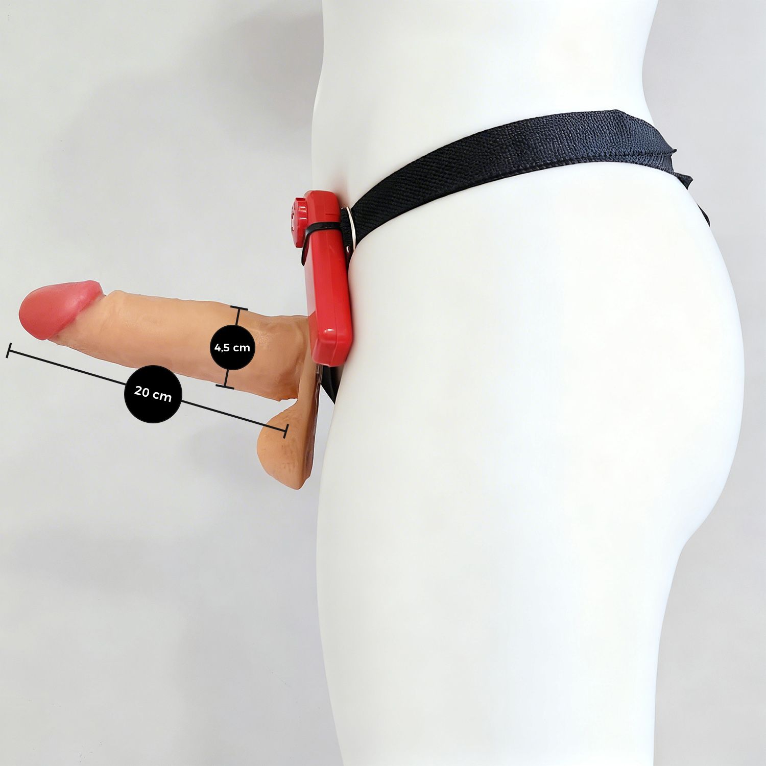 Cinta Peniana Com Pênis Realístico Com Escroto e Vibro 20 x 4,5 Cm - Bege - Adão e Eva - Imagem 5