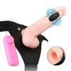 Cinta Peniana Com Capa Peniana Realista Com Vibro 14 x 4 Cm - Bege - Thumbnail Image 5