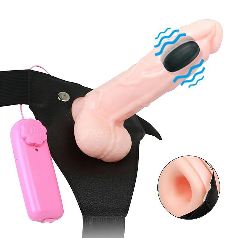 Cinta Peniana Com Capa Peniana Realista Com Vibro 14 x 4 Cm - Bege - Imagem 5