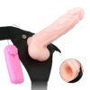 Cinta Peniana Com Capa Peniana Realista Com Vibro 14 x 4 Cm - Bege - Thumbnail Image 4