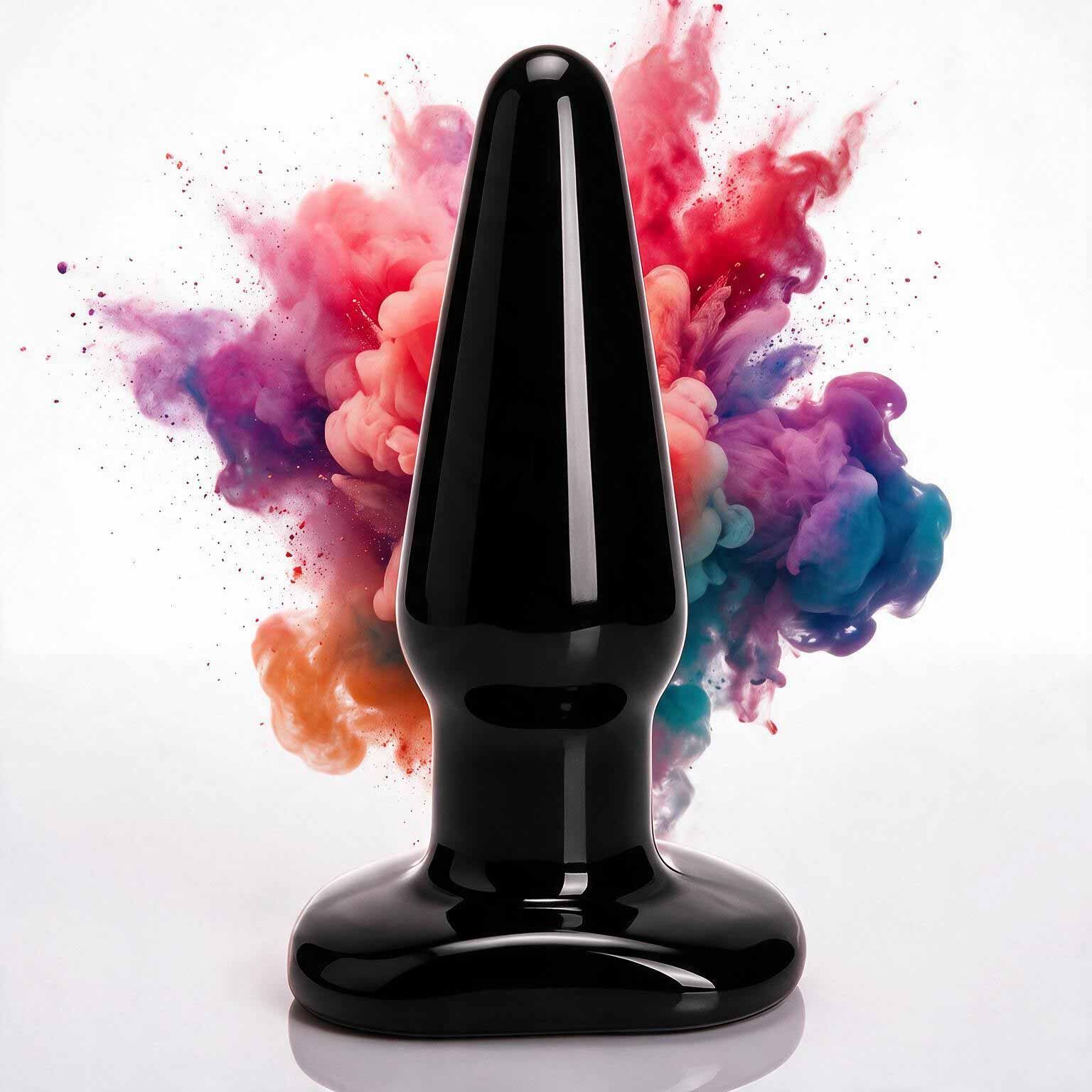 Plug Anal Em Formato De Cone 12 x 3,5 Cm Preto Brilhante - Imagem 5