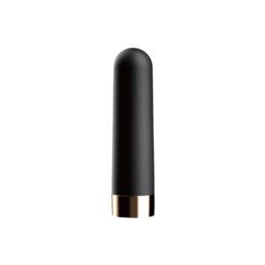 Vibrador Bullet Em Cápsula Recarregável Preto Com Rose – 10 Modos De Vibração